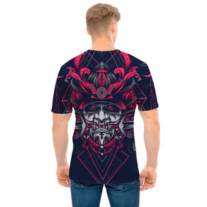 Geometric Samurai Mask Print Men's T-Shirt