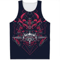 Geometric Samurai Mask Print Men's Tank Top