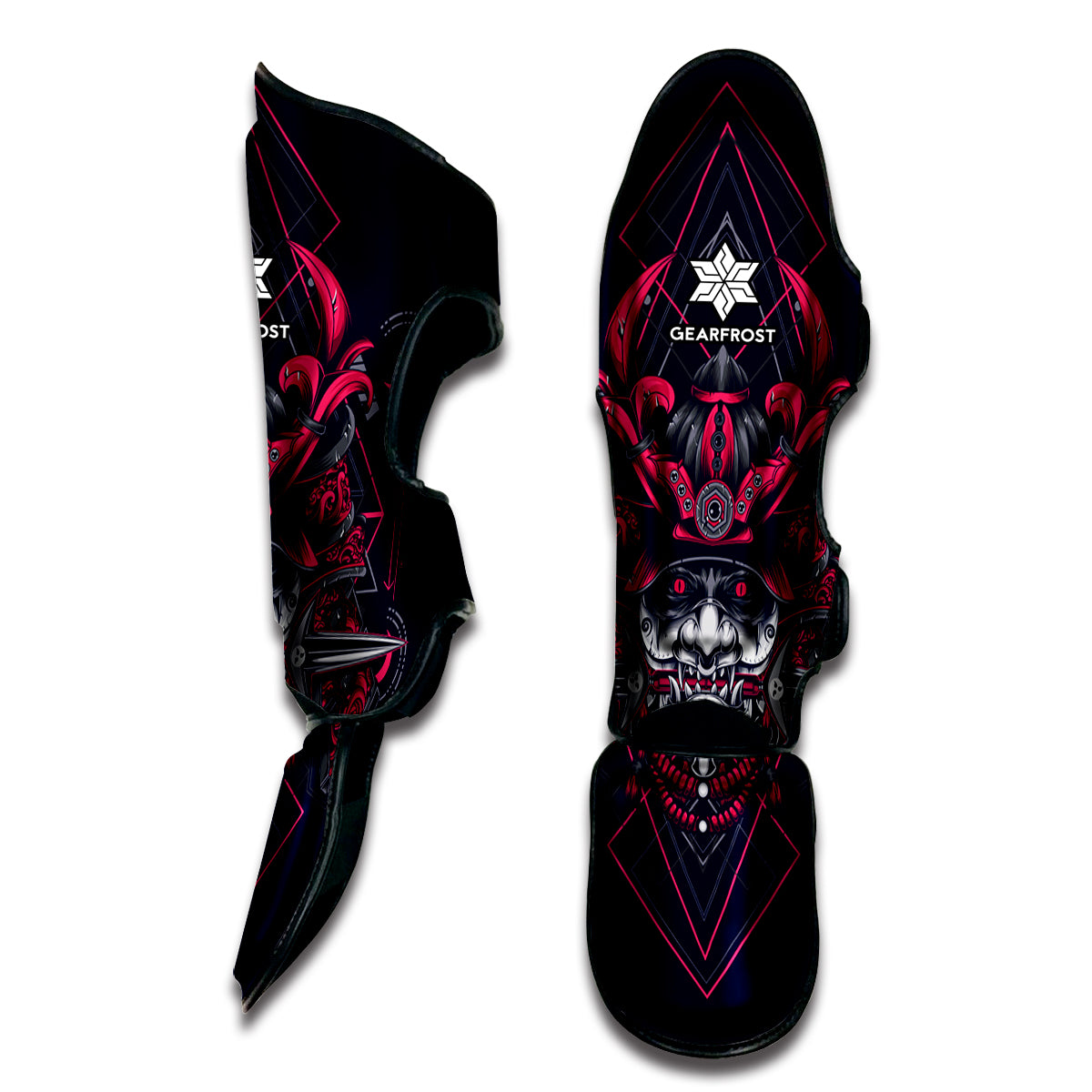 Geometric Samurai Mask Print Muay Thai Shin Guard