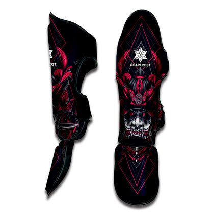 Geometric Samurai Mask Print Muay Thai Shin Guard