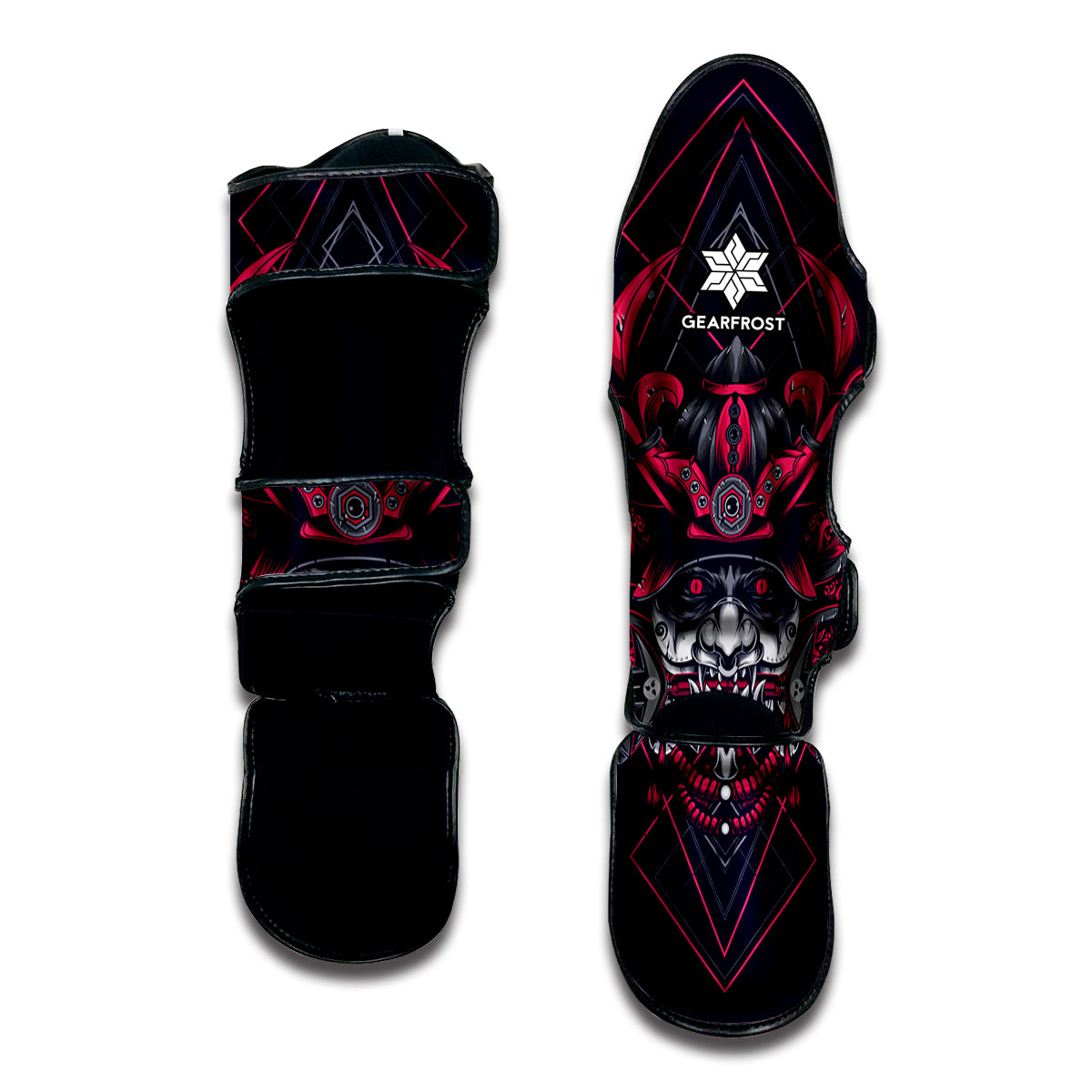 Geometric Samurai Mask Print Muay Thai Shin Guard
