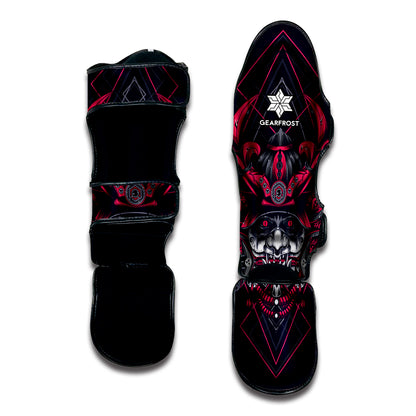 Geometric Samurai Mask Print Muay Thai Shin Guard