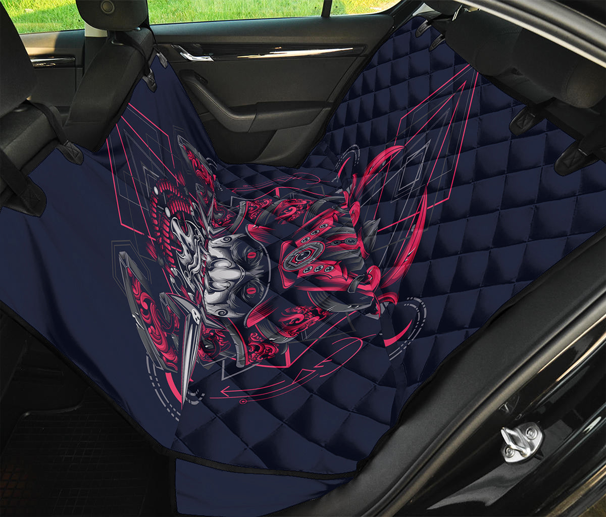 Geometric Samurai Mask Print Pet Car Back Seat Cover