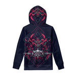 Geometric Samurai Mask Print Pullover Hoodie