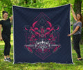 Geometric Samurai Mask Print Quilt
