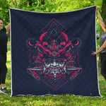 Geometric Samurai Mask Print Quilt