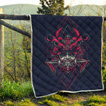 Geometric Samurai Mask Print Quilt