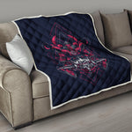 Geometric Samurai Mask Print Quilt