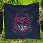 Geometric Samurai Mask Print Quilt