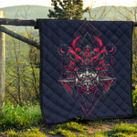 Geometric Samurai Mask Print Quilt