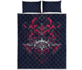 Geometric Samurai Mask Print Quilt Bed Set
