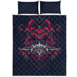 Geometric Samurai Mask Print Quilt Bed Set