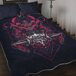 Geometric Samurai Mask Print Quilt Bed Set