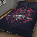 Geometric Samurai Mask Print Quilt Bed Set