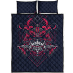 Geometric Samurai Mask Print Quilt Bed Set