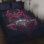 Geometric Samurai Mask Print Quilt Bed Set