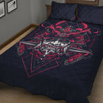 Geometric Samurai Mask Print Quilt Bed Set