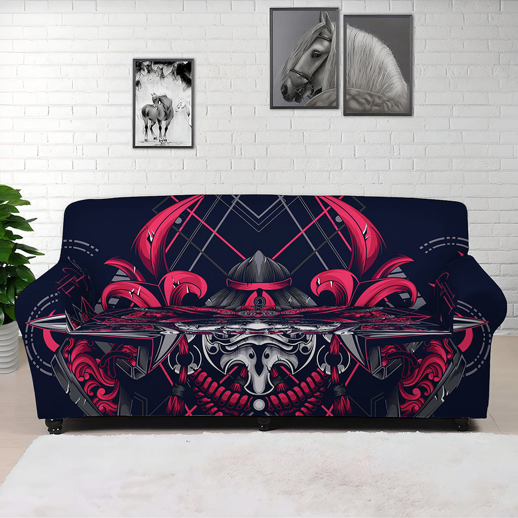 Geometric Samurai Mask Print Sofa Cover