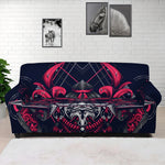 Geometric Samurai Mask Print Sofa Cover