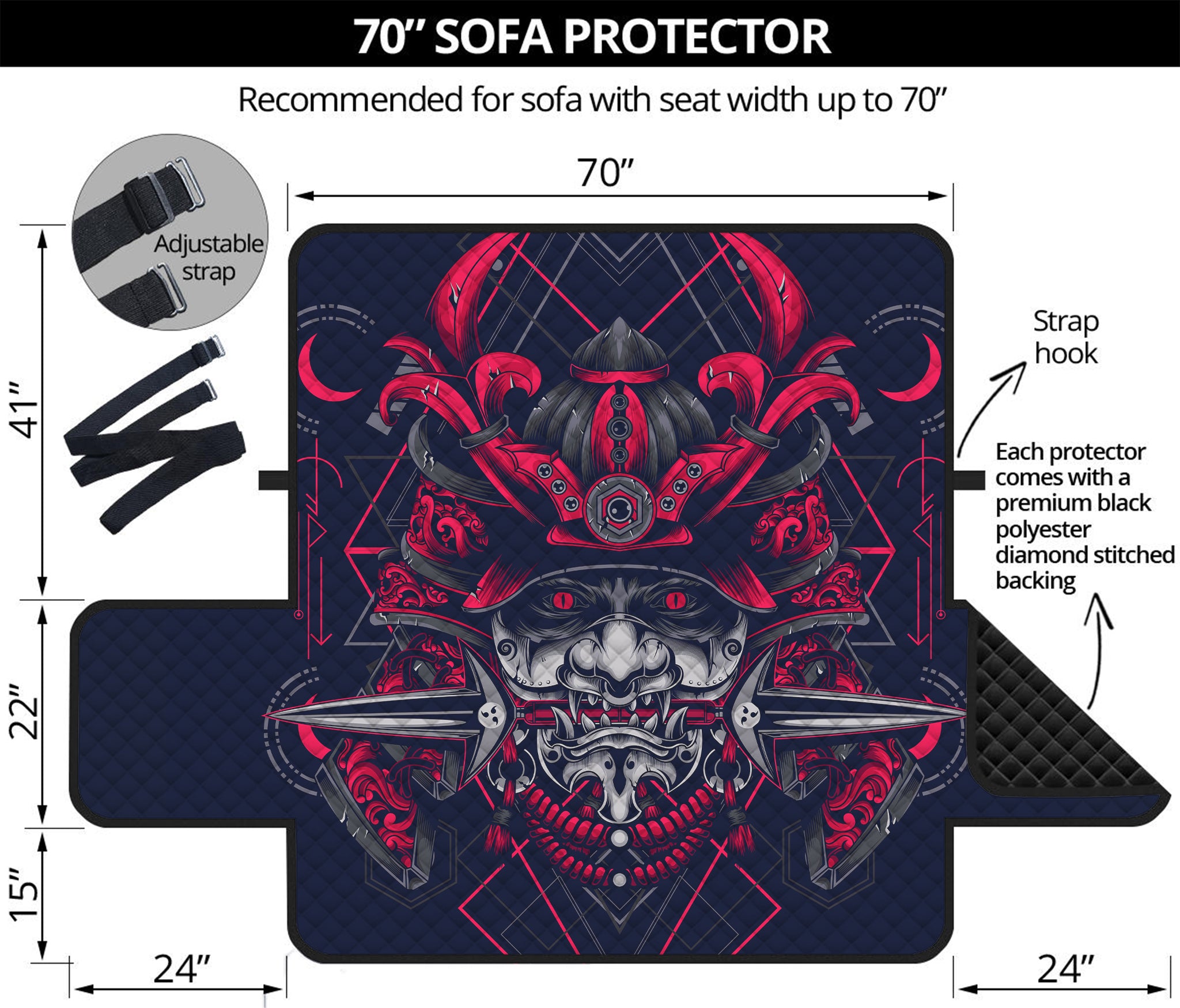 Geometric Samurai Mask Print Sofa Protector