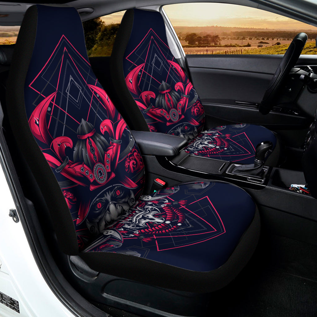 Geometric Samurai Mask Print Universal Fit Car Seat Covers