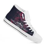 Geometric Samurai Mask Print White High Top Shoes