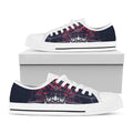 Geometric Samurai Mask Print White Low Top Sneakers