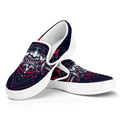Geometric Samurai Mask Print White Slip On Sneakers