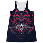 Geometric Samurai Mask Print Women's Racerback Tank Top