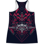Geometric Samurai Mask Print Women's Racerback Tank Top
