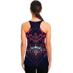 Geometric Samurai Mask Print Women's Racerback Tank Top