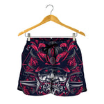 Geometric Samurai Mask Print Women's Shorts