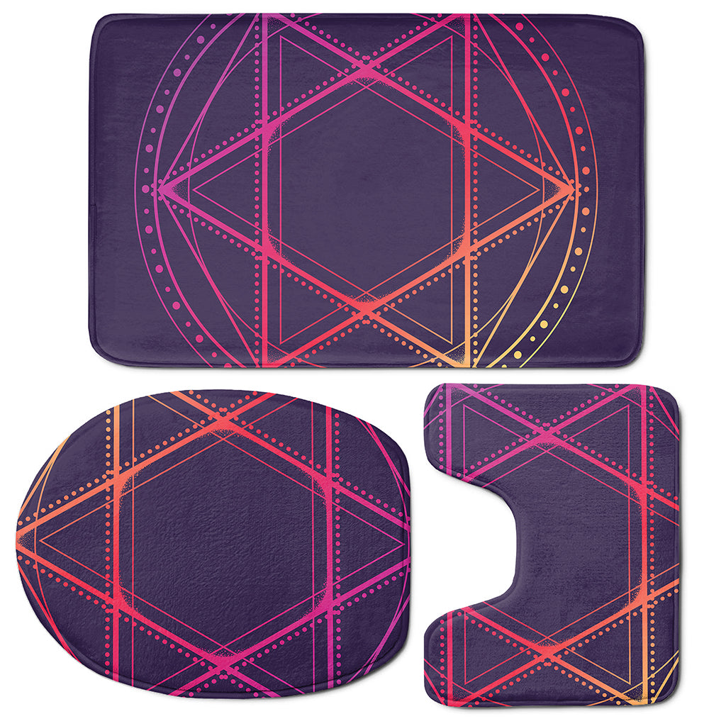 Geometric Star of David Print 3 Piece Bath Mat Set