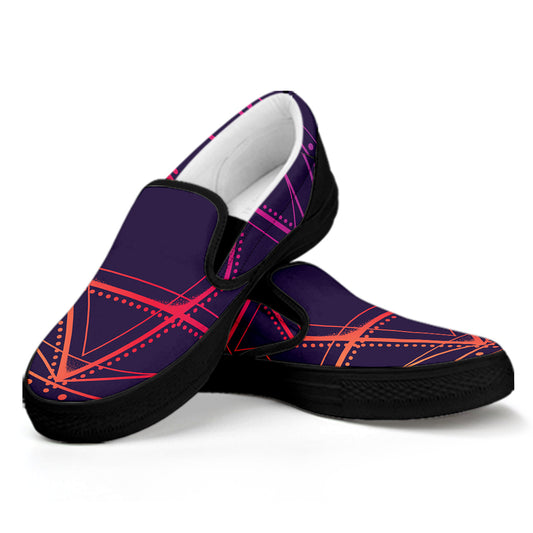 Geometric Star of David Print Black Slip On Shoes