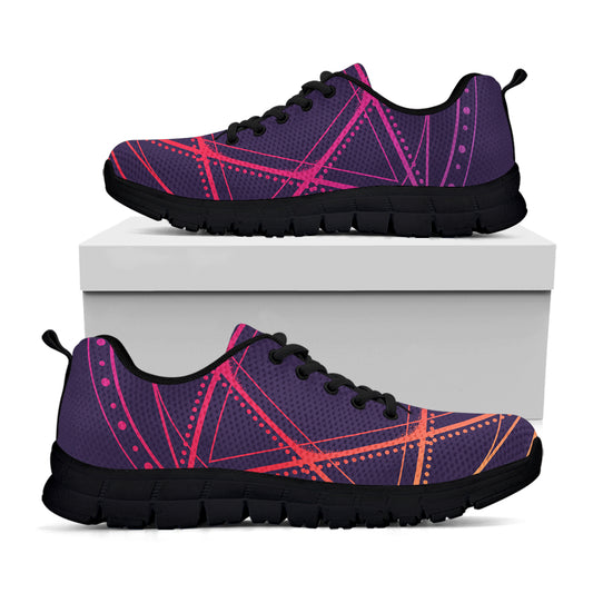 Geometric Star of David Print Black Sneakers