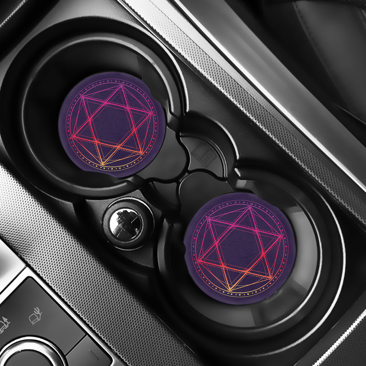 Geometric Star of David Print Car Coasters