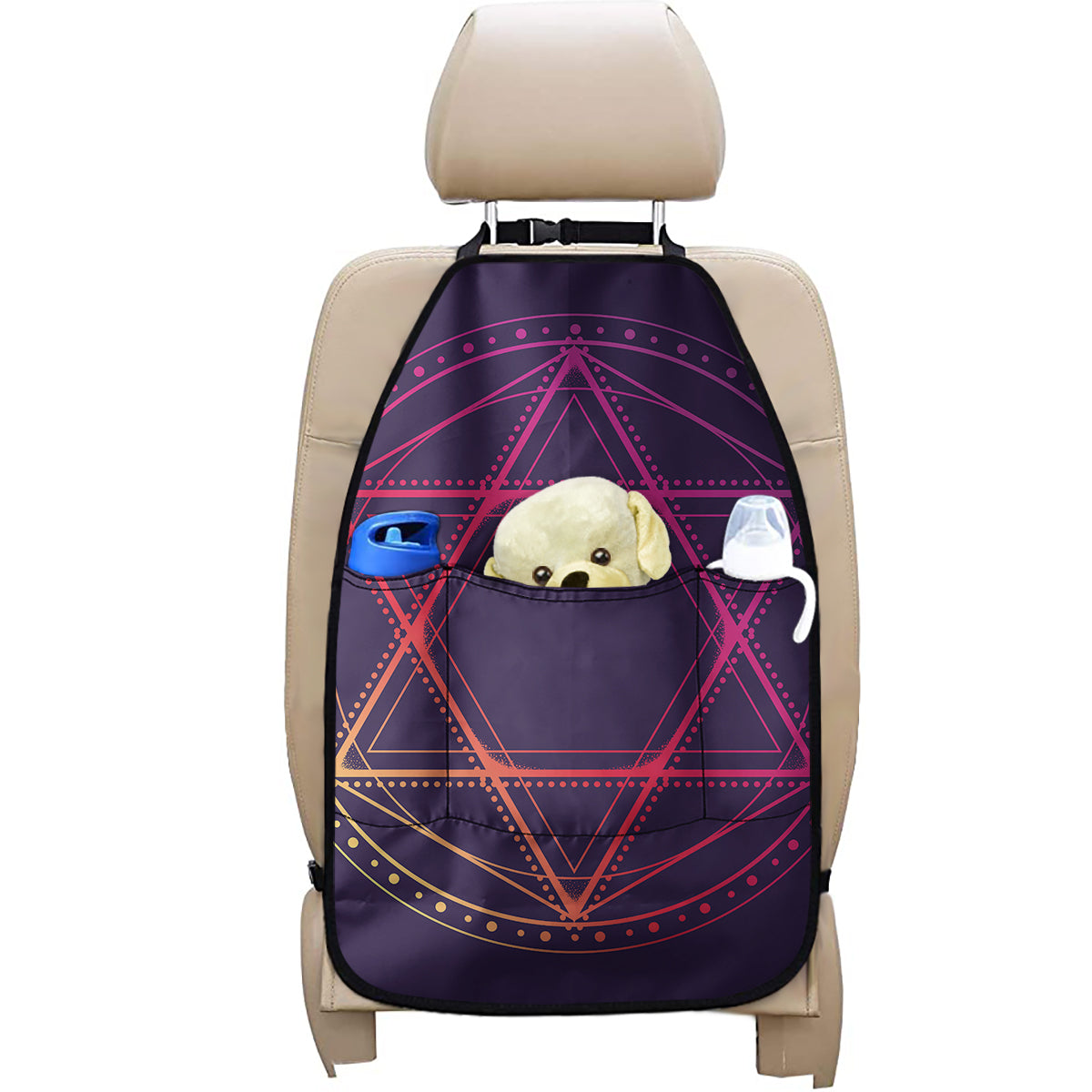 Geometric Star of David Print Car Seat Organizers