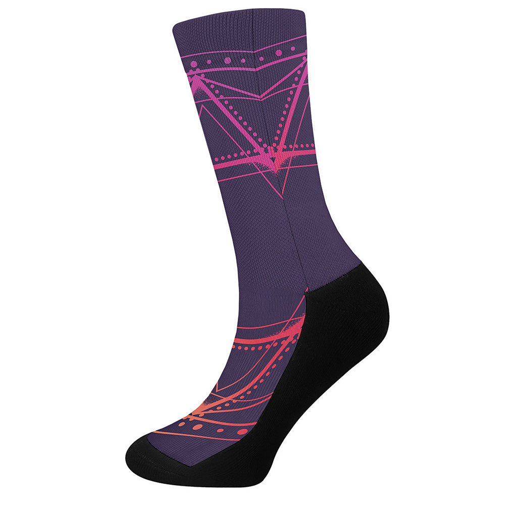 Geometric Star of David Print Crew Socks