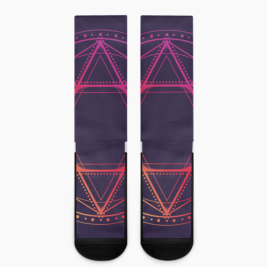 Geometric Star of David Print Crew Socks