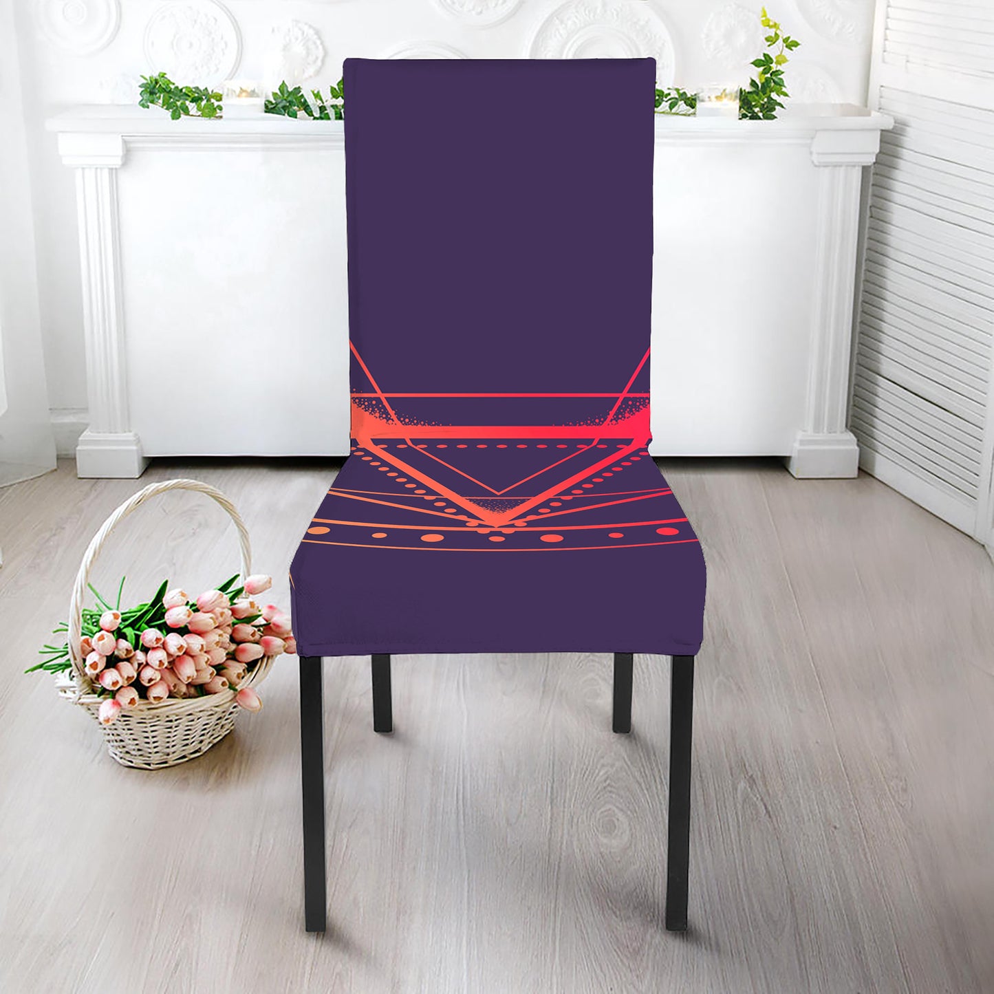 Geometric Star of David Print Dining Chair Slipcover