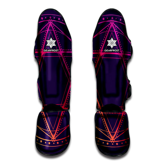 Geometric Star of David Print Muay Thai Shin Guard