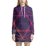 Geometric Star of David Print Pullover Hoodie Dress