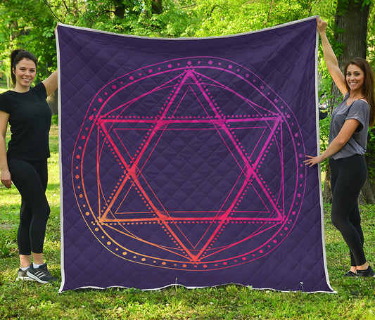 Geometric Star of David Print Quilt