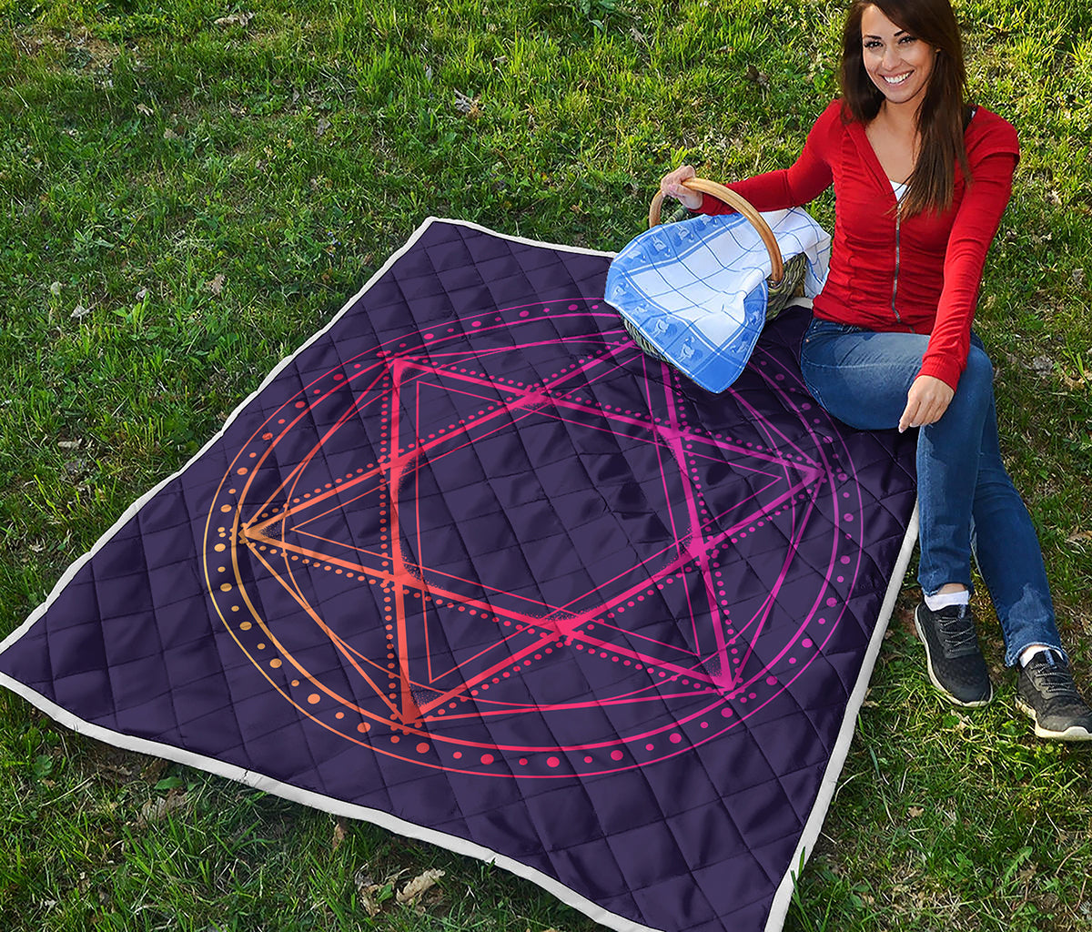 Geometric Star of David Print Quilt