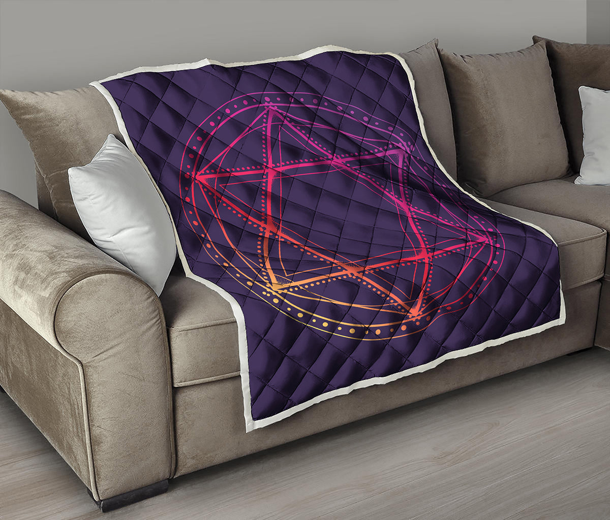 Geometric Star of David Print Quilt