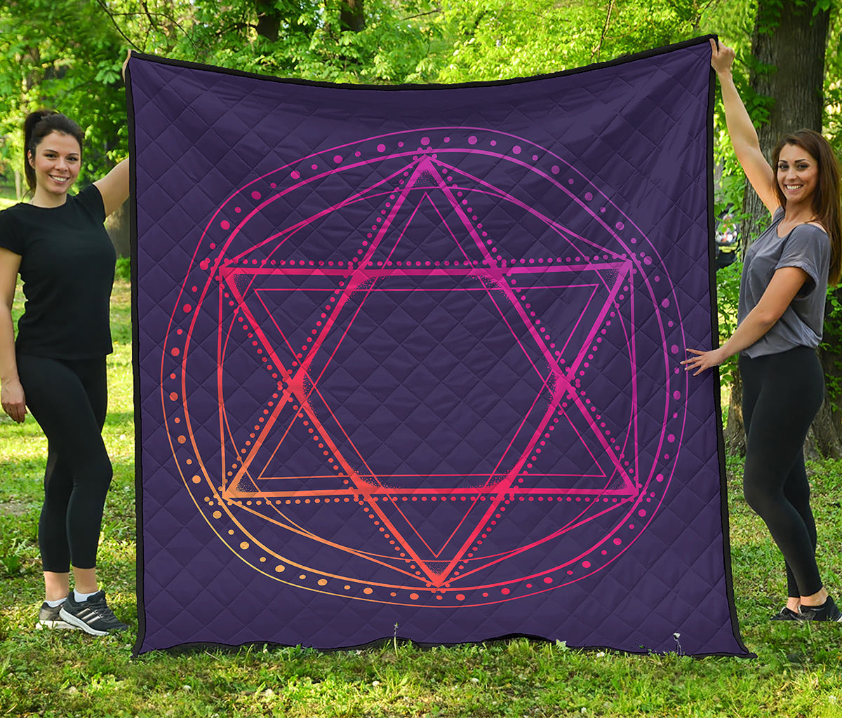 Geometric Star of David Print Quilt