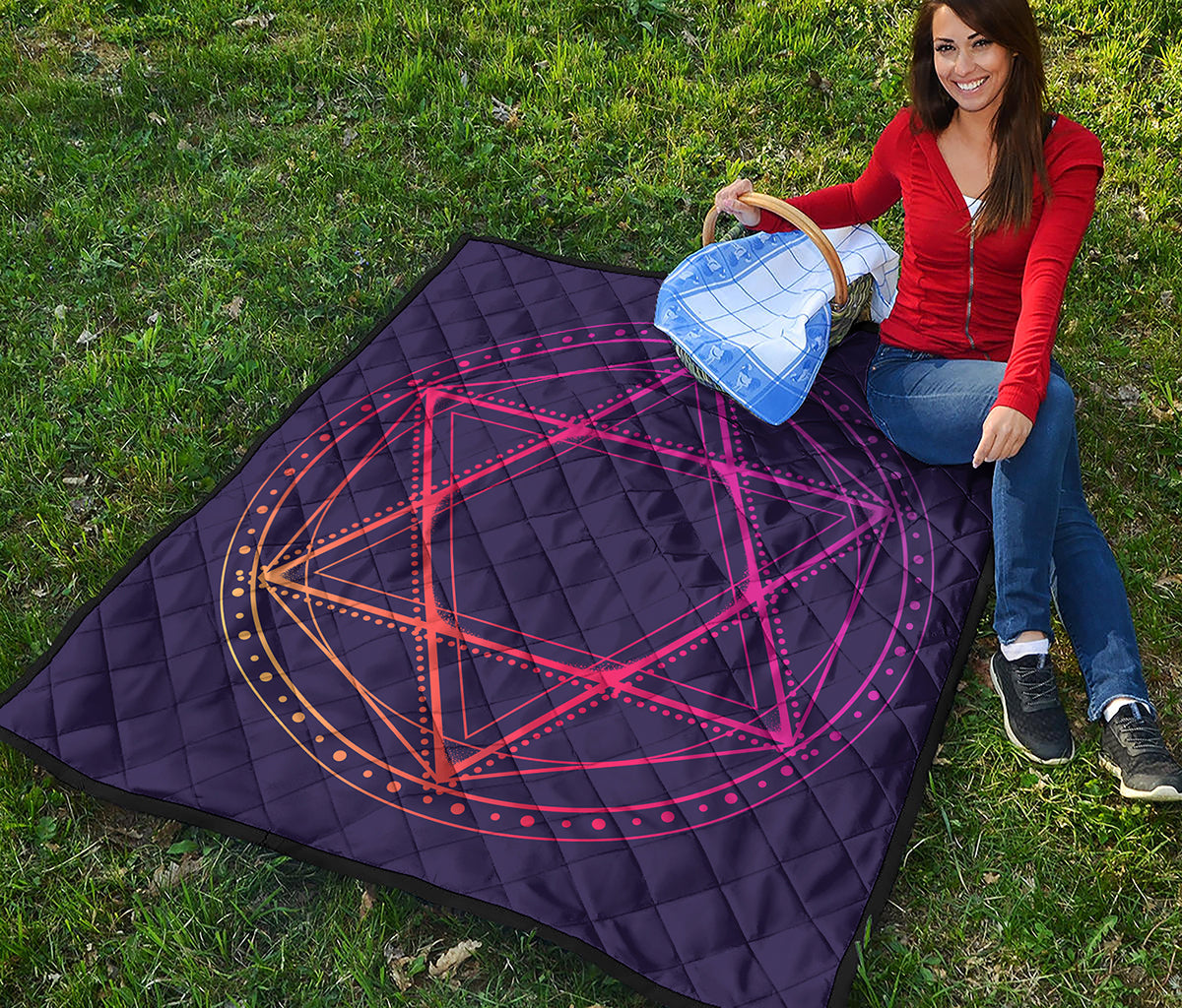 Geometric Star of David Print Quilt