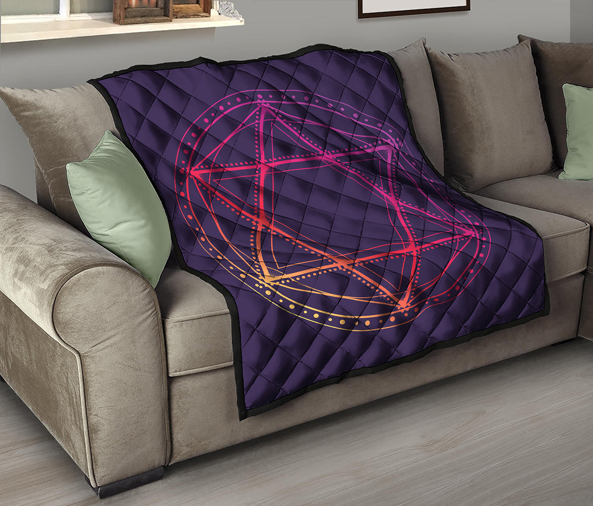 Geometric Star of David Print Quilt