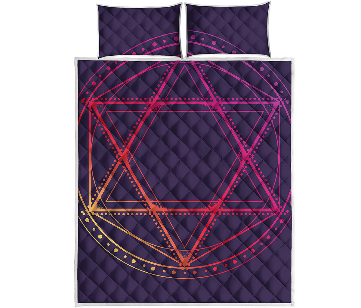 Geometric Star of David Print Quilt Bed Set