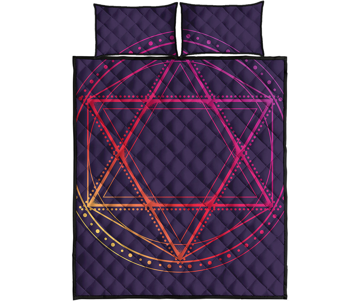 Geometric Star of David Print Quilt Bed Set